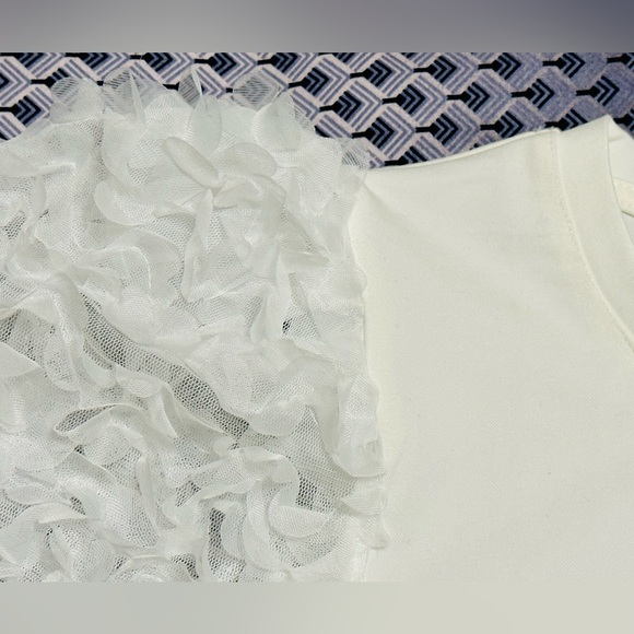 Anthropologie Rare Flat White Ruffle Sleeve Top Size M - Picture 4 of 7